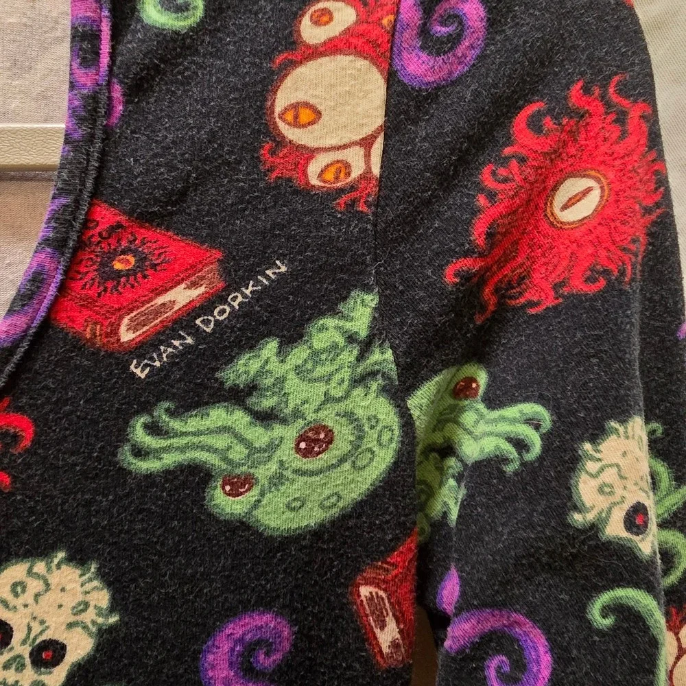 Couture For Every Body XS Dress Novelty Print Skull Octopus Books Cotton Stretch - Picture 7 of 9